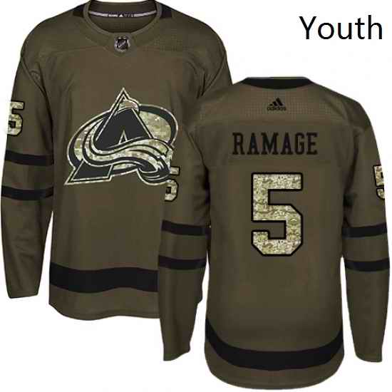 Youth Adidas Colorado Avalanche 5 Rob Ramage Authentic Green Salute to Service NHL Jersey